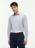 Blue Camasa Oxford Cu Croiala Slim Si Dungi  Barbati