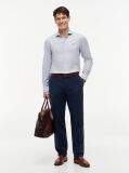 Blue Camasa Oxford Cu Croiala Slim Si Dungi  Barbati