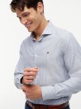 Blue Camasa Oxford Cu Croiala Slim Si Dungi  Barbati