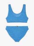 Blue Set Bikini Cu Sutien Bralette Brodat Si Logo Texturat  Fete