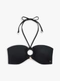 Negru Top Bikini Cu Guler Halter Si Inel  Femei