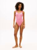 Pink Essential Logo Print Scoop Back Swimsuit  Women