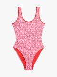 Pink Essential Logo Print Scoop Back Swimsuit  Women