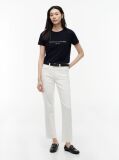 Blue Tricou Din Bumbac Organic Cu Logo  Femei