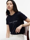 Blue Tricou Din Bumbac Organic Cu Logo  Femei