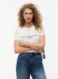 Alb Tricou Din Bumbac Organic Cu Logo  Femei