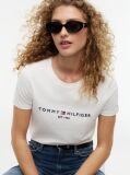 Alb Tricou Din Bumbac Organic Cu Logo  Femei