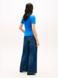 Blue Tricou Slim Fit Tricotat Cu Guler In V  Femei