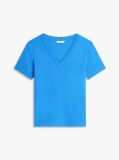 Blue Tricou Slim Fit Tricotat Cu Guler In V  Femei