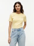 Galben Tricou Cu Nervuri Slim Fit Cu Steag Brodat  Femei