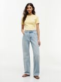 Galben Tricou Cu Nervuri Slim Fit Cu Steag Brodat  Femei