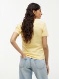 Galben Tricou Cu Nervuri Slim Fit Cu Steag Brodat  Femei