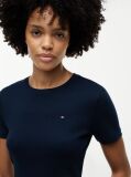 Blue Tricou Cu Nervuri Slim Fit Cu Steag Brodat  Femei