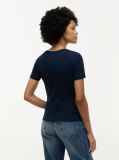 Blue Tricou Cu Nervuri Slim Fit Cu Steag Brodat  Femei
