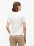 Alb Tricou Cu Nervuri Slim Fit Cu Steag Brodat  Femei