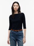 Blue Tricou Slim Fit Cu Guler Boat  Femei