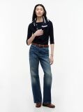 Blue Tricou Slim Fit Cu Guler Boat  Femei