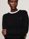 Black Pure Wool Cable Knit Jumper  Women