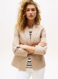 Bej Blazer Slim Twill Cu Broderie Pe Piept  Femei