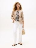 Bej Blazer Slim Twill Cu Broderie Pe Piept  Femei