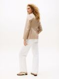 Bej Blazer Slim Twill Cu Broderie Pe Piept  Femei
