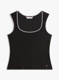 Black Contrast Stitch Ribbed Slim Tank Top  Women