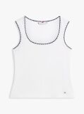 White Contrast Stitch Ribbed Slim Tank Top  Women