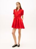Rosu Rochie Mini Flare Din In Pur Cu Croiala Relaxed  Femei