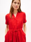 Rosu Rochie Mini Flare Din In Pur Cu Croiala Relaxed  Femei