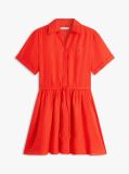 Rosu Rochie Mini Flare Din In Pur Cu Croiala Relaxed  Femei
