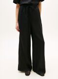 Black Relaxed Wide Leg Pure Linen Trousers  Women