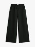 Black Relaxed Wide Leg Pure Linen Trousers  Women