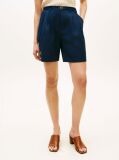 Blue Linen Blend Wide Leg Shorts  Women