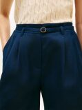 Blue Linen Blend Wide Leg Shorts  Women