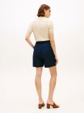 Blue Linen Blend Wide Leg Shorts  Women