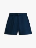 Blue Linen Blend Wide Leg Shorts  Women