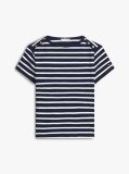 Multi Tricou Slim Cu Guler Boat Si Nasturi Aurii  Femei