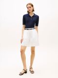 Blue Pulover Polo Cu Maneci Scurte Si Model Pointelle  Femei
