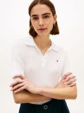 Alb Pulover Polo Cu Maneci Scurte Si Model Pointelle  Femei