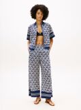 Blue Print Voile Wide Leg Trousers With Silk  Women
