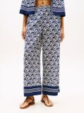 Blue Print Voile Wide Leg Trousers With Silk  Women