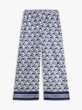 Blue Print Voile Wide Leg Trousers With Silk  Women