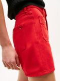 Rosu Pantaloni Scurti Din Denim Cu Talie Inalta Si Nasturi Aurii  Femei
