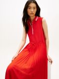 Rosu 1985 Rochie Midi Polo Fara Maneci Cu Pliuri  Femei