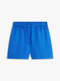 Blue Pantaloni Scurti Din In Pur Cu Steag Brodat  Femei