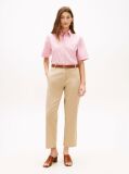 Beige Washed Slim Straight Leg Chinos  Women