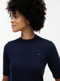 Blue Fine Knit Jersey Short Sleeve Jumper  Women