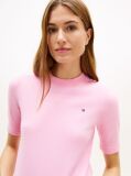 Roz Pulover Cu Maneci Scurte Din Tricot Fin  Femei