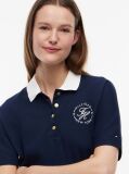 Blue Tricou Polo Cu Croiala Normala De Culoare Aurie Cu Nasturi  Femei