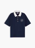 Blue Tricou Polo Cu Croiala Normala De Culoare Aurie Cu Nasturi  Femei